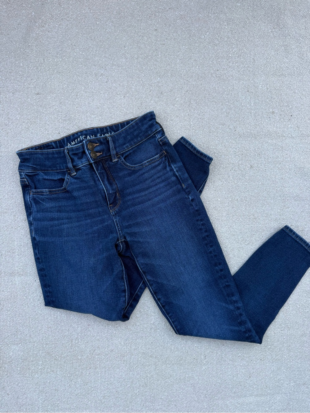 American Eagle Deep Blue High-Rise Skinny Jeans The Dream Jean Size 2 Short